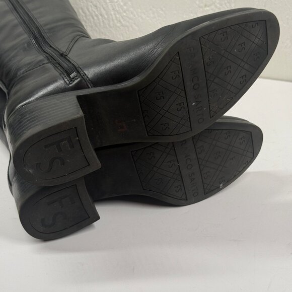 Franco Sarto Lithium Knee High Boots Black Block Heel Leather Zip Size 7M - Picture 11 of 13